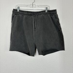 Brixton Sweat Shorts Mens XL Gray Fleece Elastic Waist Drawstring Raw Hem Logo